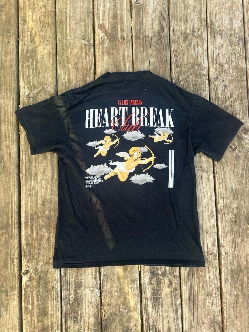 CVLA Los Angeles Heart Break Club Cherub Graphic Black T-Shirt
